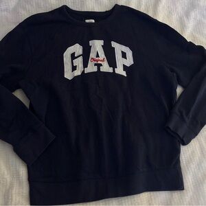 GAP Navy Crewneck Sweatshirt with White Appliqué and Red Accent